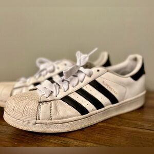 ADIDAS White and Black Superstar Sneakers, Men’s 8